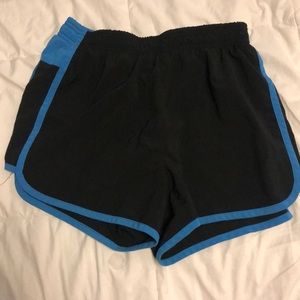 Athletic blue black women shorts double layer